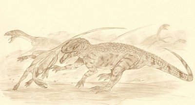 Rysunek wykonał Kahless, obrazek pochodzi z http://kahless28.deviantart.com/art/Polonosuchus-and-Silesaurus-143906719